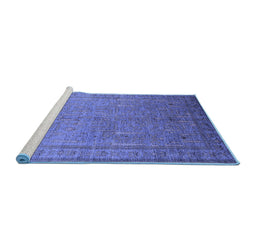Sideview of Machine Washable Oriental Blue Industrial Rug, wshurb2703blu