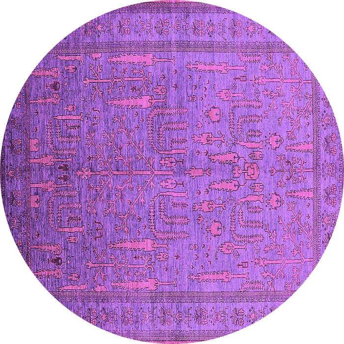Round Machine Washable Oriental Purple Industrial Area Rugs, wshurb2703pur