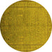 Round Oriental Yellow Industrial Rug, urb2703yw