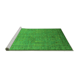 Sideview of Machine Washable Oriental Green Industrial Area Rugs, wshurb2703grn