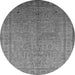 Round Oriental Gray Industrial Rug, urb2703gry