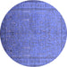 Round Oriental Blue Industrial Rug, urb2703blu