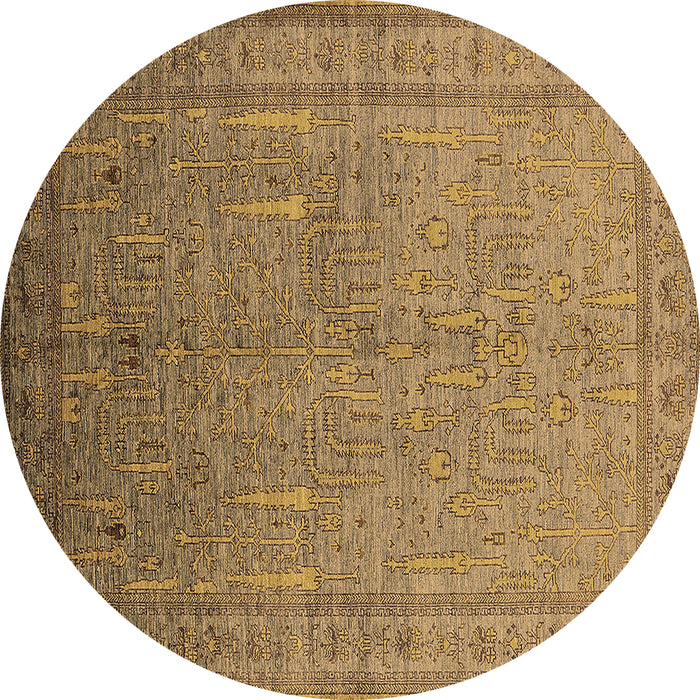 Round Oriental Brown Industrial Rug, urb2703brn