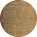 Round Oriental Brown Industrial Rug, urb2703brn