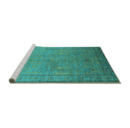 Sideview of Machine Washable Oriental Turquoise Industrial Area Rugs, wshurb2703turq