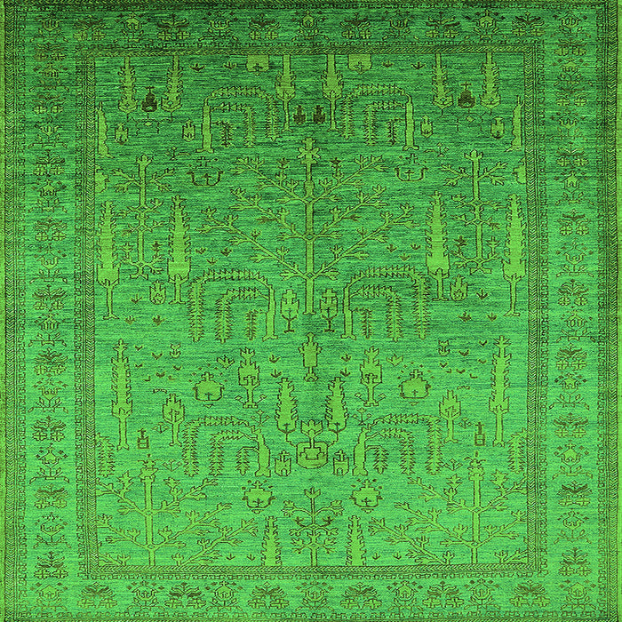 Square Oriental Green Industrial Rug, urb2703grn