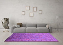 Machine Washable Oriental Purple Industrial Area Rugs in a Living Room, wshurb2703pur
