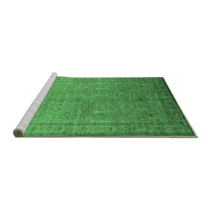 Sideview of Machine Washable Oriental Emerald Green Industrial Area Rugs, wshurb2703emgrn