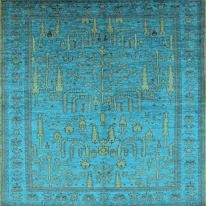 Square Oriental Light Blue Industrial Rug, urb2703lblu