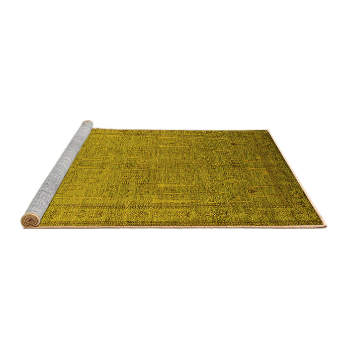 Sideview of Machine Washable Oriental Yellow Industrial Rug, wshurb2703yw