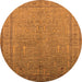 Round Oriental Orange Industrial Rug, urb2703org