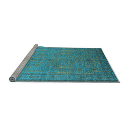 Sideview of Machine Washable Oriental Light Blue Industrial Rug, wshurb2703lblu