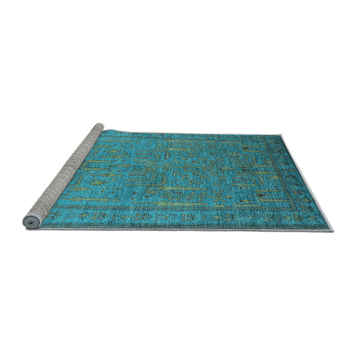 Sideview of Machine Washable Oriental Light Blue Industrial Rug, wshurb2703lblu