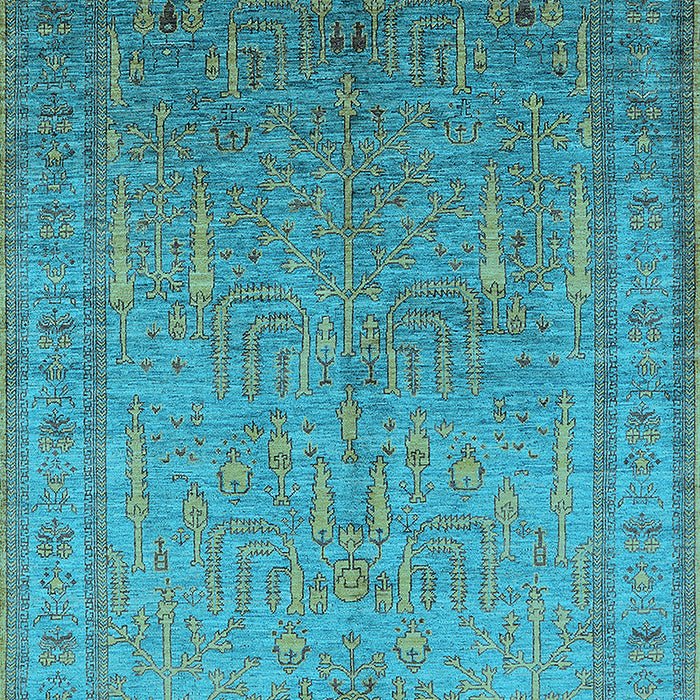 Machine Washable Oriental Light Blue Industrial Rug, wshurb2703lblu