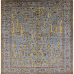 Square Mid-Century Modern Sand Brown Oriental Rug, urb2703