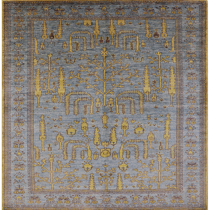 Square Mid-Century Modern Sand Brown Oriental Rug, urb2703