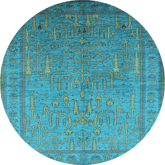 Round Oriental Light Blue Industrial Rug, urb2703lblu