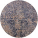 Round Mid-Century Modern Carbon Gray Oriental Rug, urb2704