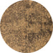 Round Oriental Brown Industrial Rug, urb2704brn