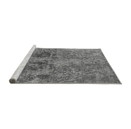 Sideview of Machine Washable Oriental Gray Industrial Rug, wshurb2704gry