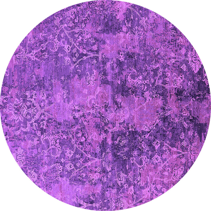 Round Machine Washable Oriental Purple Industrial Area Rugs, wshurb2704pur