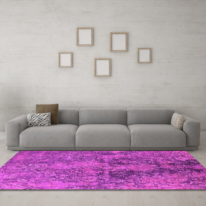 Machine Washable Oriental Pink Industrial Rug in a Living Room, wshurb2704pnk