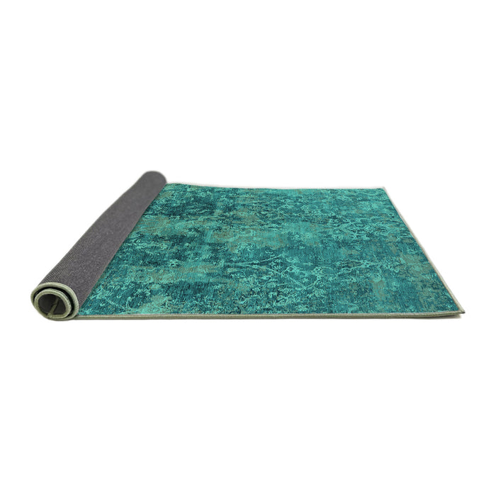 Sideview of Oriental Turquoise Industrial Rug, urb2704turq