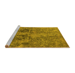 Sideview of Machine Washable Oriental Yellow Industrial Rug, wshurb2704yw