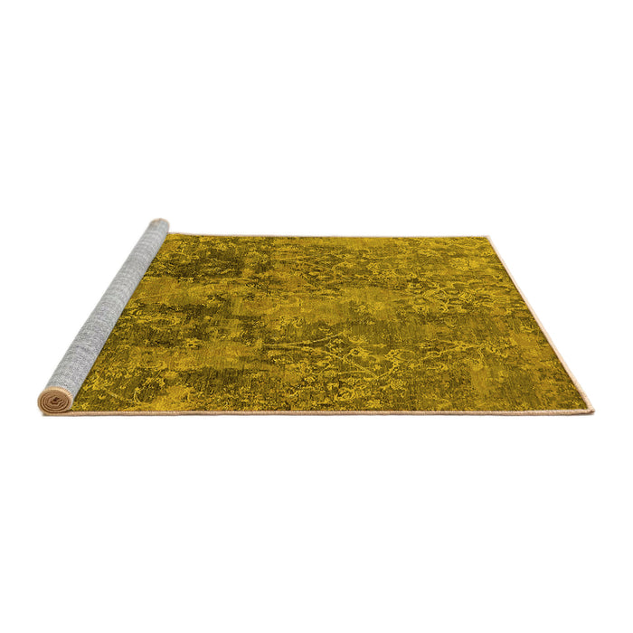 Sideview of Machine Washable Oriental Yellow Industrial Rug, wshurb2704yw