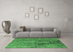 Machine Washable Oriental Emerald Green Industrial Area Rugs in a Living Room,, wshurb2704emgrn