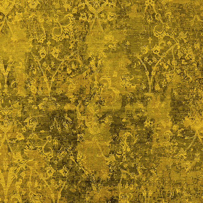 Machine Washable Oriental Yellow Industrial Rug, wshurb2704yw