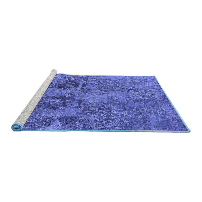 Sideview of Machine Washable Oriental Blue Industrial Rug, wshurb2704blu