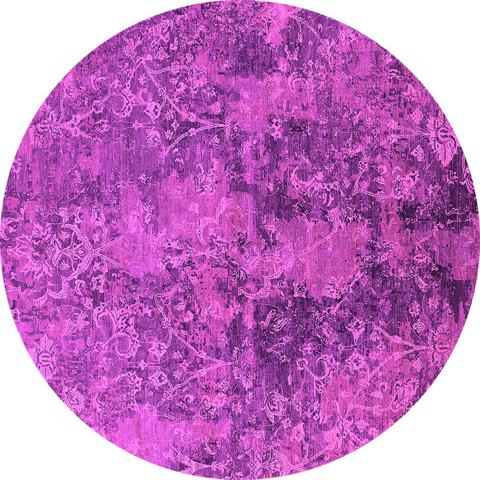 Round Machine Washable Oriental Pink Industrial Rug, wshurb2704pnk