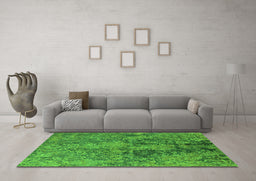 Machine Washable Oriental Green Industrial Area Rugs in a Living Room,, wshurb2704grn