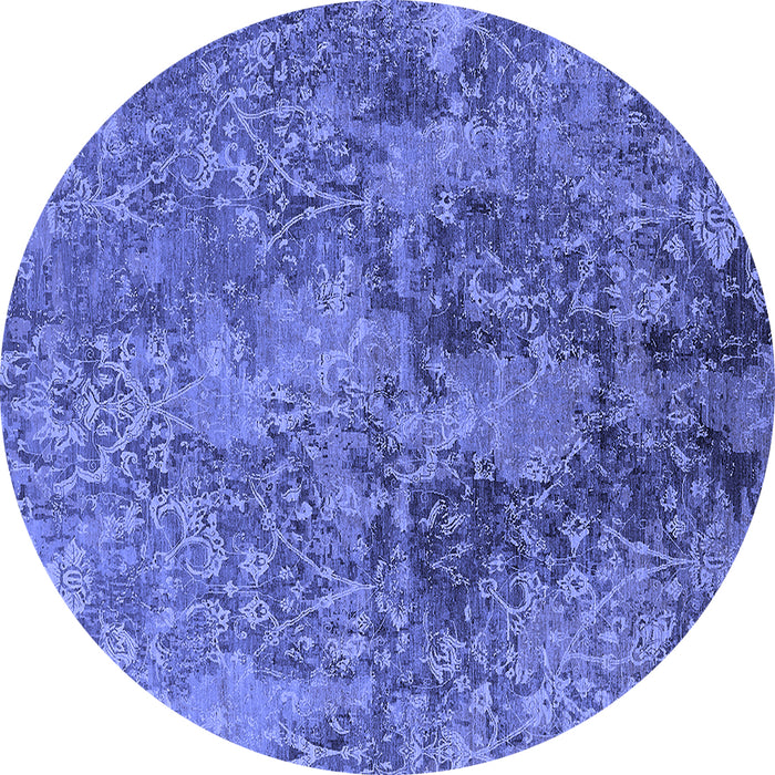 Round Oriental Blue Industrial Rug, urb2704blu