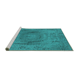 Sideview of Machine Washable Oriental Turquoise Industrial Area Rugs, wshurb2705turq