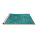 Sideview of Machine Washable Oriental Turquoise Industrial Area Rugs, wshurb2705turq