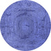 Round Oriental Blue Industrial Rug, urb2705blu