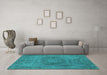 Machine Washable Oriental Turquoise Industrial Area Rugs in a Living Room,, wshurb2705turq