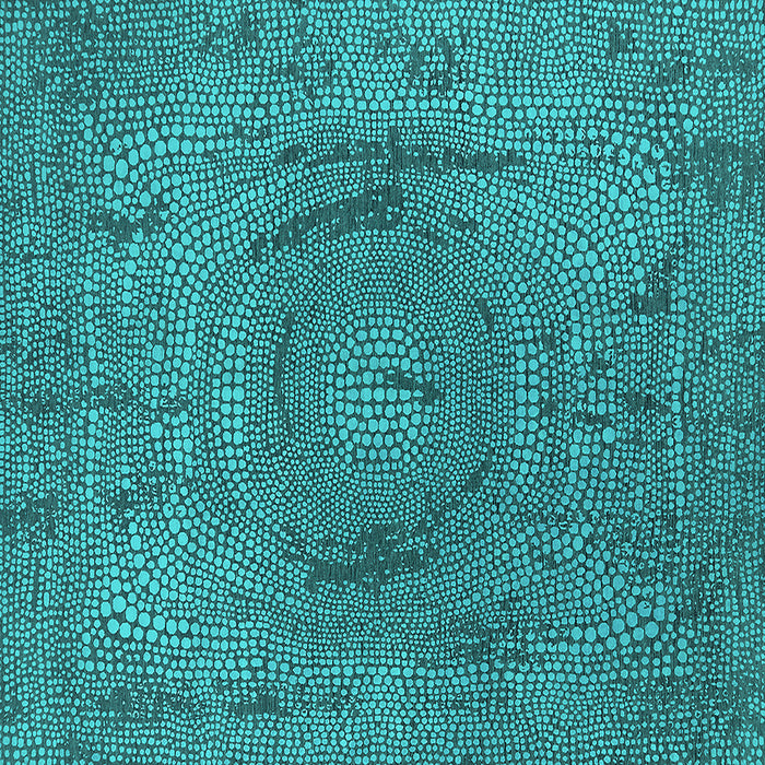 Square Machine Washable Oriental Turquoise Industrial Area Rugs, wshurb2705turq