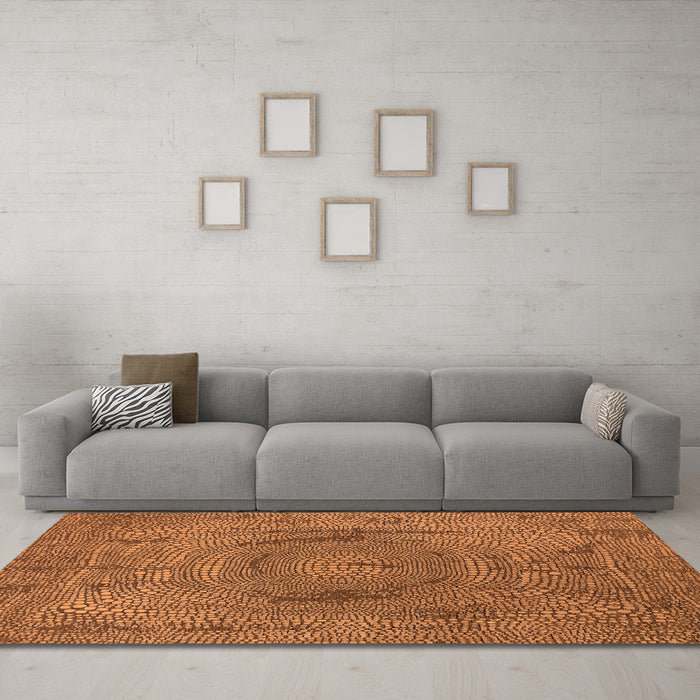 Machine Washable Oriental Orange Industrial Area Rugs in a Living Room, wshurb2705org