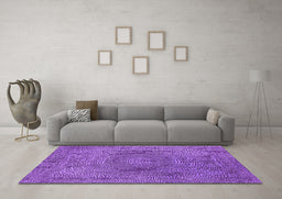 Machine Washable Oriental Purple Industrial Area Rugs in a Living Room, wshurb2705pur