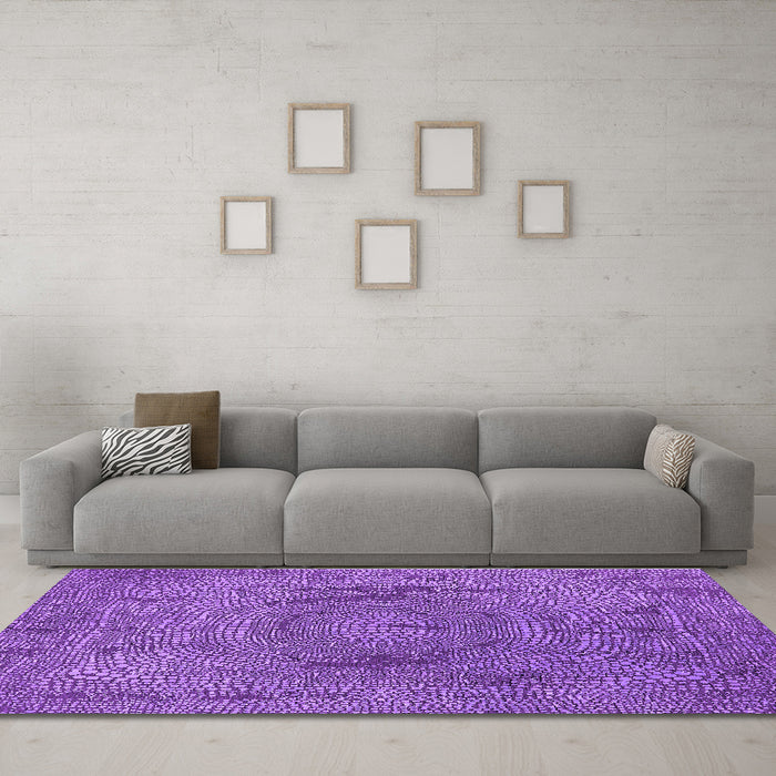 Machine Washable Oriental Purple Industrial Area Rugs in a Living Room, wshurb2705pur
