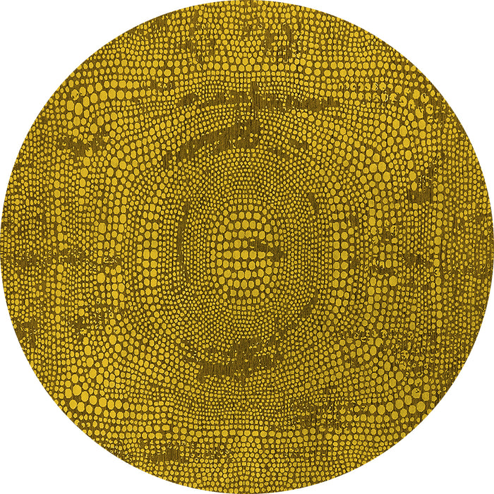 Round Oriental Yellow Industrial Rug, urb2705yw