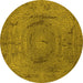 Round Oriental Yellow Industrial Rug, urb2705yw