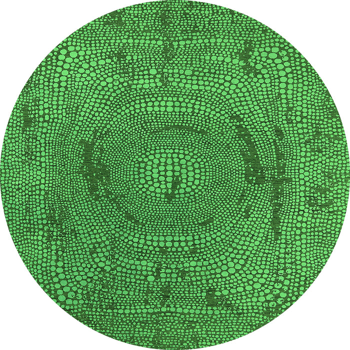 Round Machine Washable Oriental Green Industrial Area Rugs, wshurb2705grn