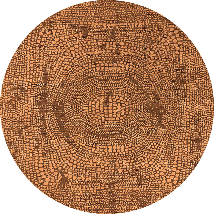 Round Machine Washable Oriental Orange Industrial Area Rugs, wshurb2705org