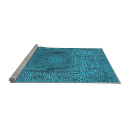 Sideview of Machine Washable Oriental Light Blue Industrial Rug, wshurb2705lblu