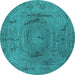 Round Oriental Turquoise Industrial Rug, urb2705turq