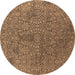 Round Oriental Brown Industrial Rug, urb2706brn